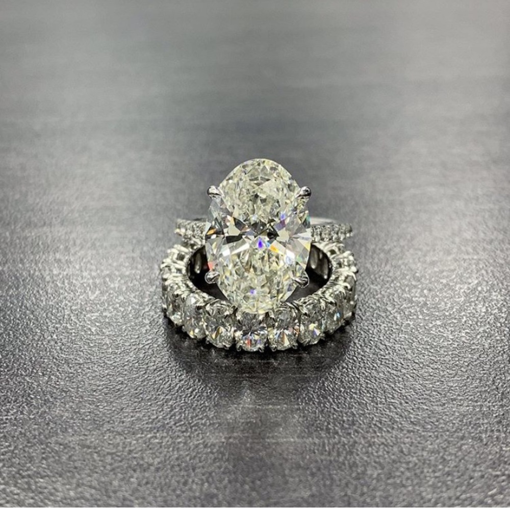 2Ct Oval Cut Lab Diamond Silver Engagement Ring - Picture 12 of 15